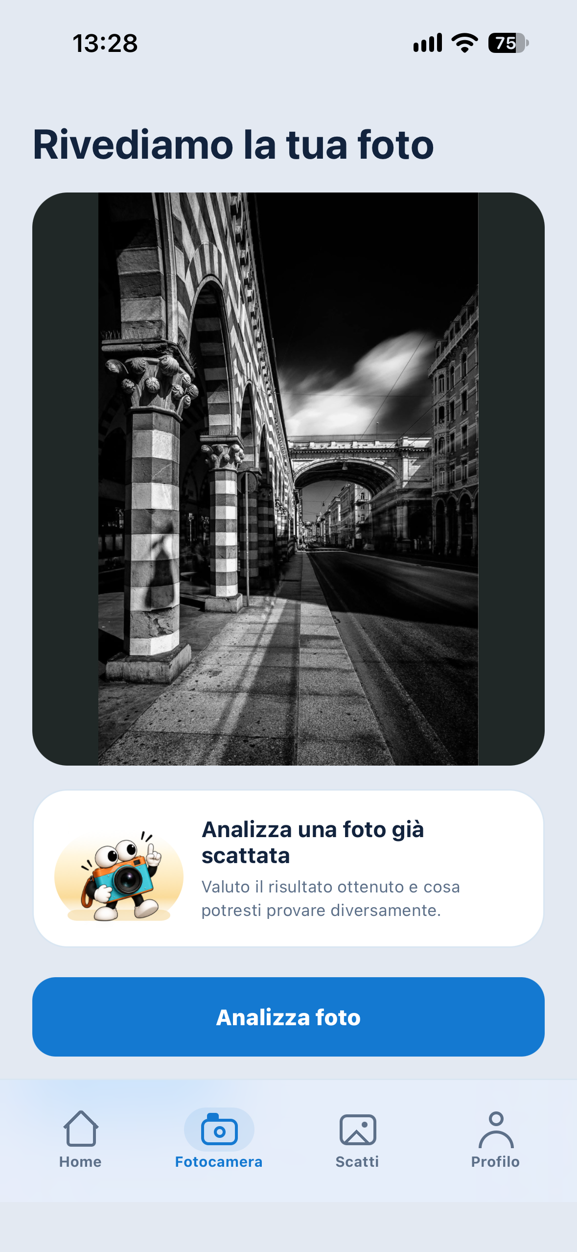 Rivedi la foto prima dell’analisi